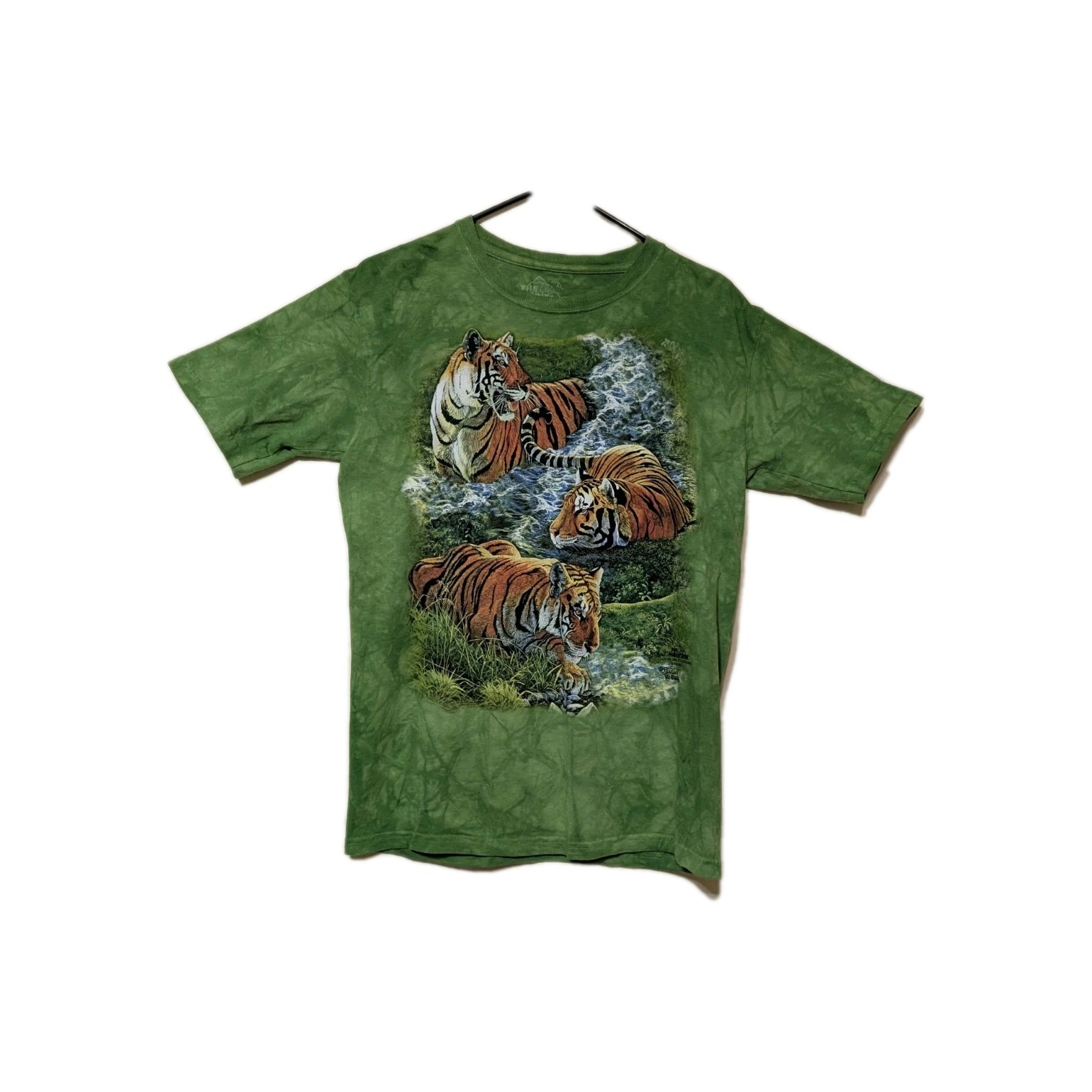 The Mountain Youth T-shirt Green Whimsical Tigers Retired Logo XL #6601 gallery