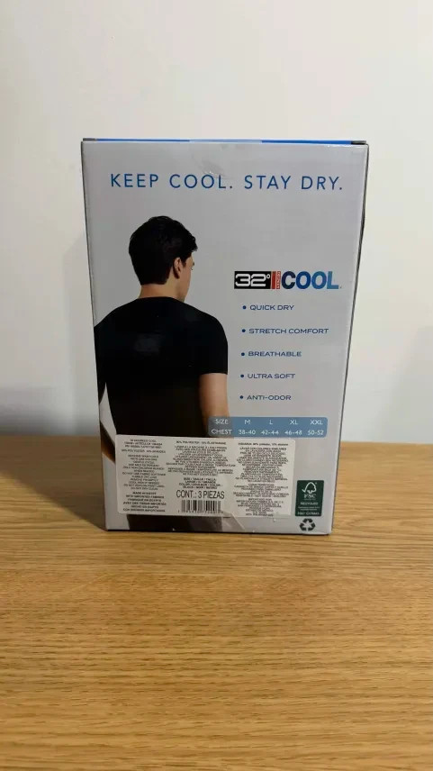 32 Degrees Cool Men's T-Shirt 3 Pack Quick Dry Stretch Crew Neck Black Large gallery