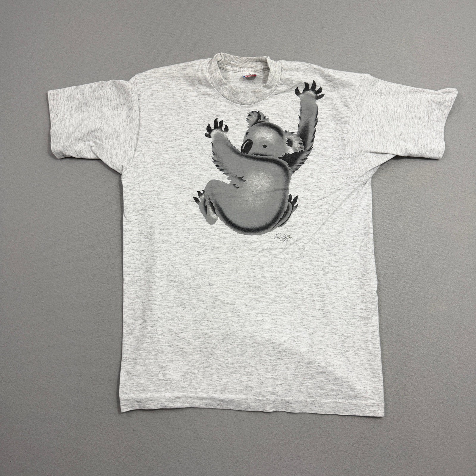 Vintage Koala Bear Graphic Shirt Large Gray 90s Single Stitch USA Animals Zoo