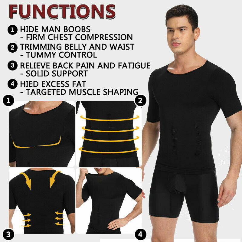 Men Classic Sleeveless Slimming Body Shaper Workout Shirt Belly Control Tank Tee gallery