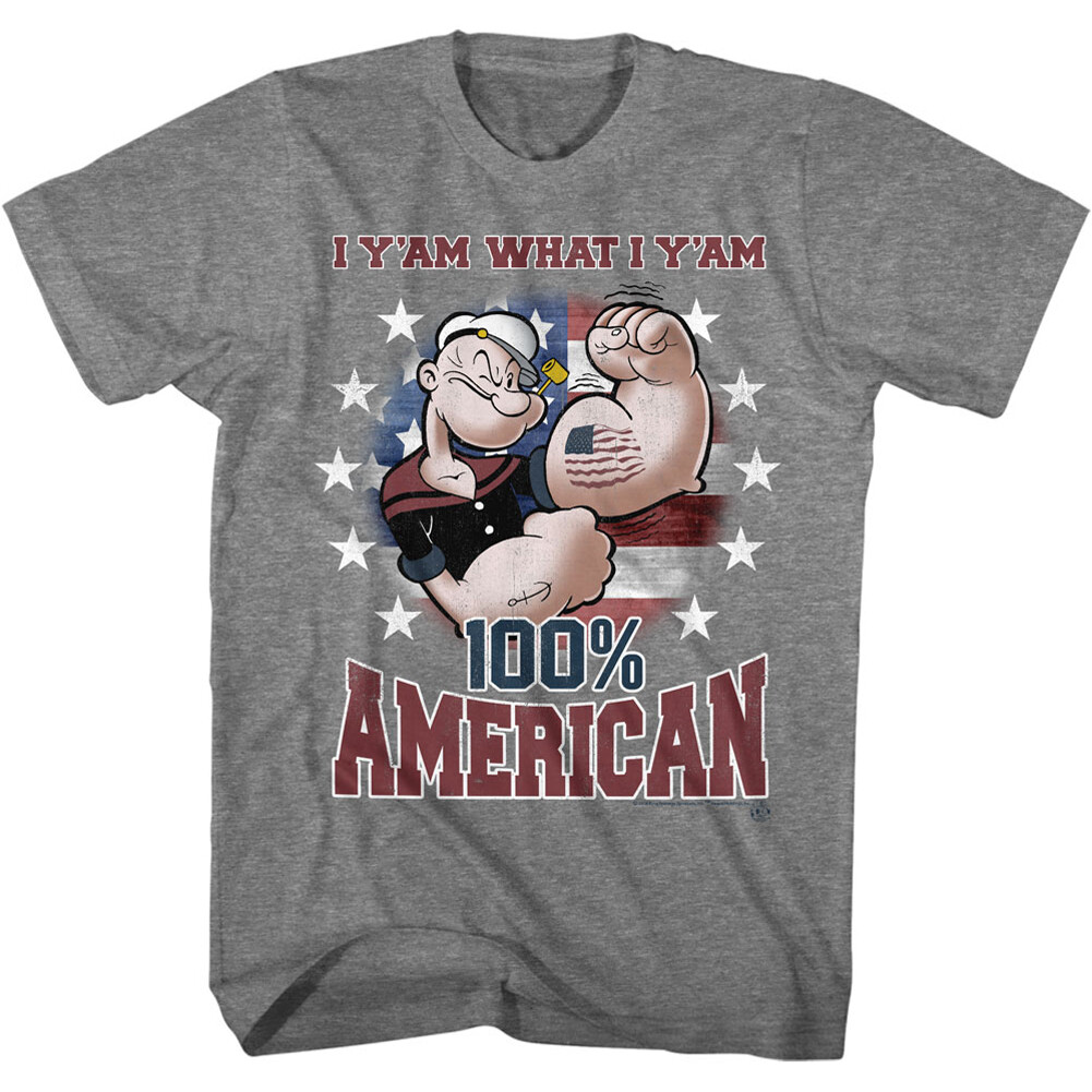 Popeye The Sailor Man Classic Cartoon Popeye I Y'am 100% American Men's T Shirt gallery
