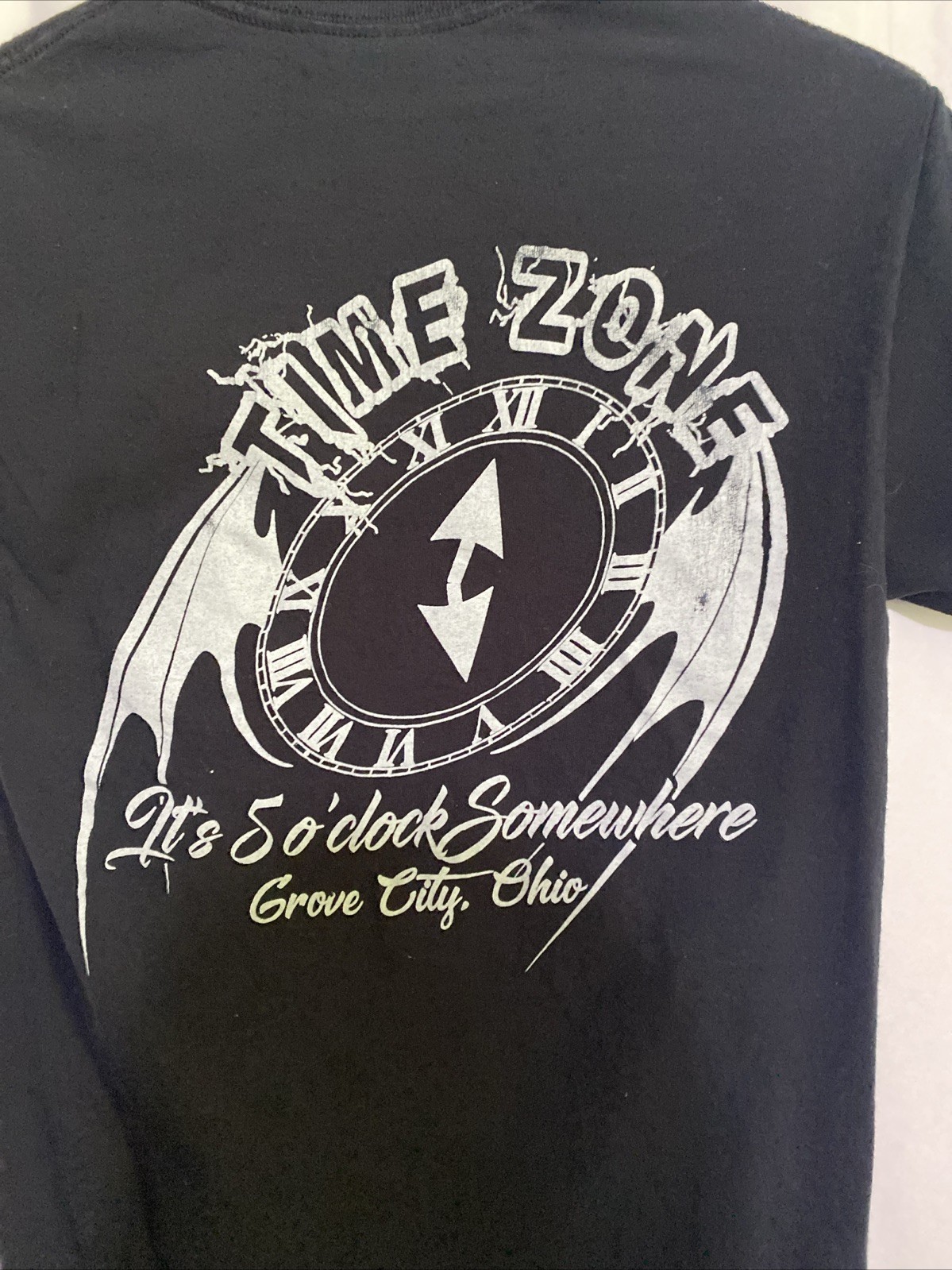 Gildan Graphic T-Shirt Mens Small Black Excellent It's 5 o'clock Somewhere Ohio gallery
