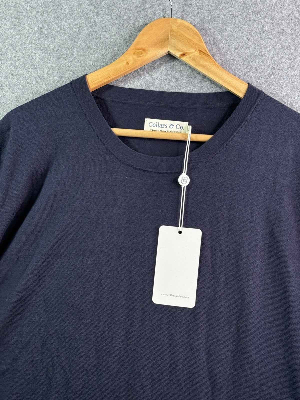 Collars & Co T-Shirt Blue Cotton Silk Luxury Touch Minimalist Mens 2XL gallery