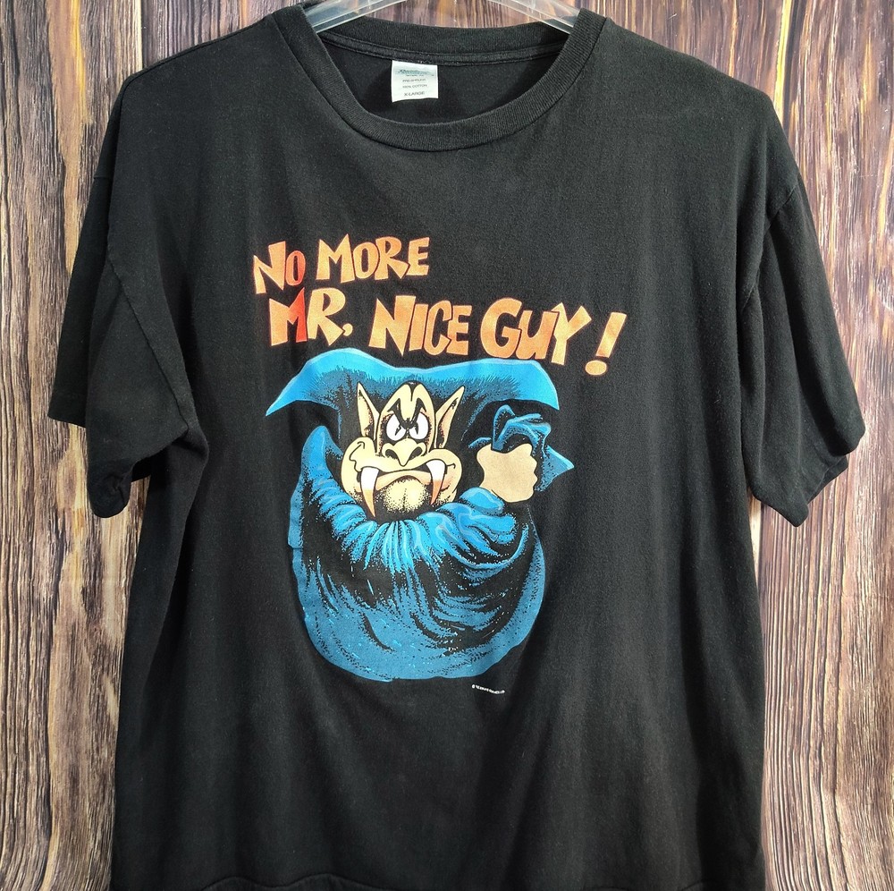 VTG No More Mr Nice Guy Vampire Glow In The Dark Dracula XL Shirt Single Stitch