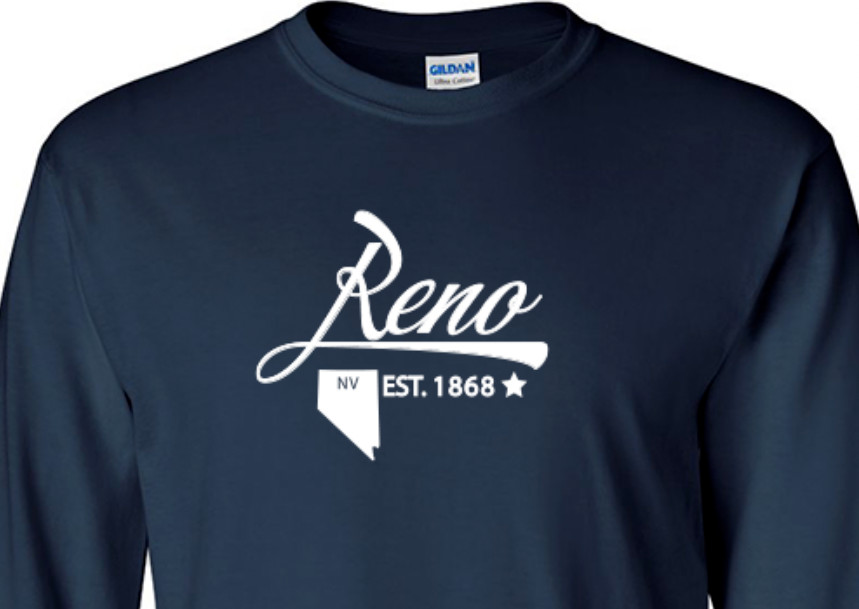 Reno Nevada State T-Shirt Long Sleeve Graphic Tee Unisex apparel Text logo