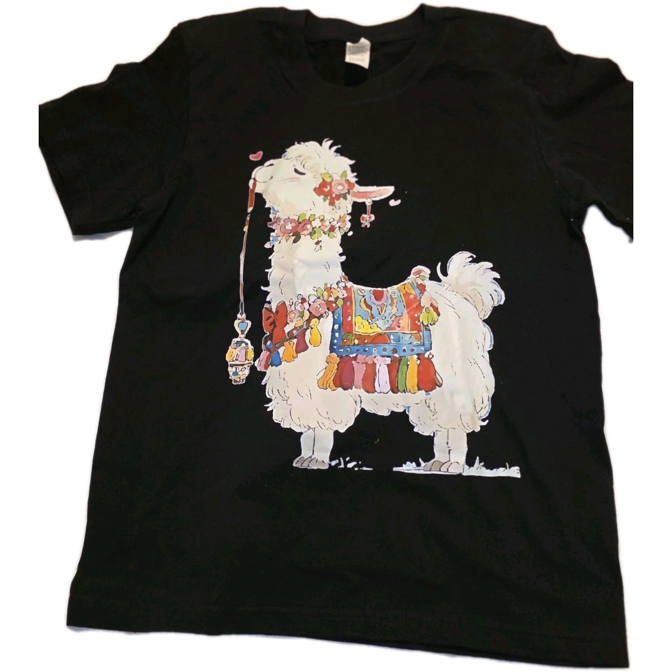 Digital Print Apparel Women's Black T-Shirt Size Small Llama Print gallery