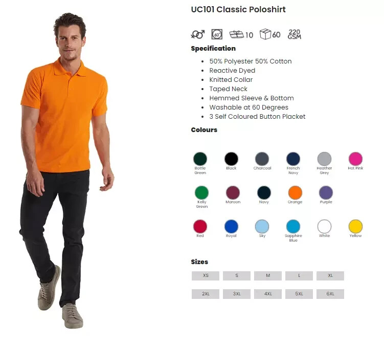5 x Uneek Polo Shirt Work Wear Top Quality Blue Black Grey White Sports Plain gallery