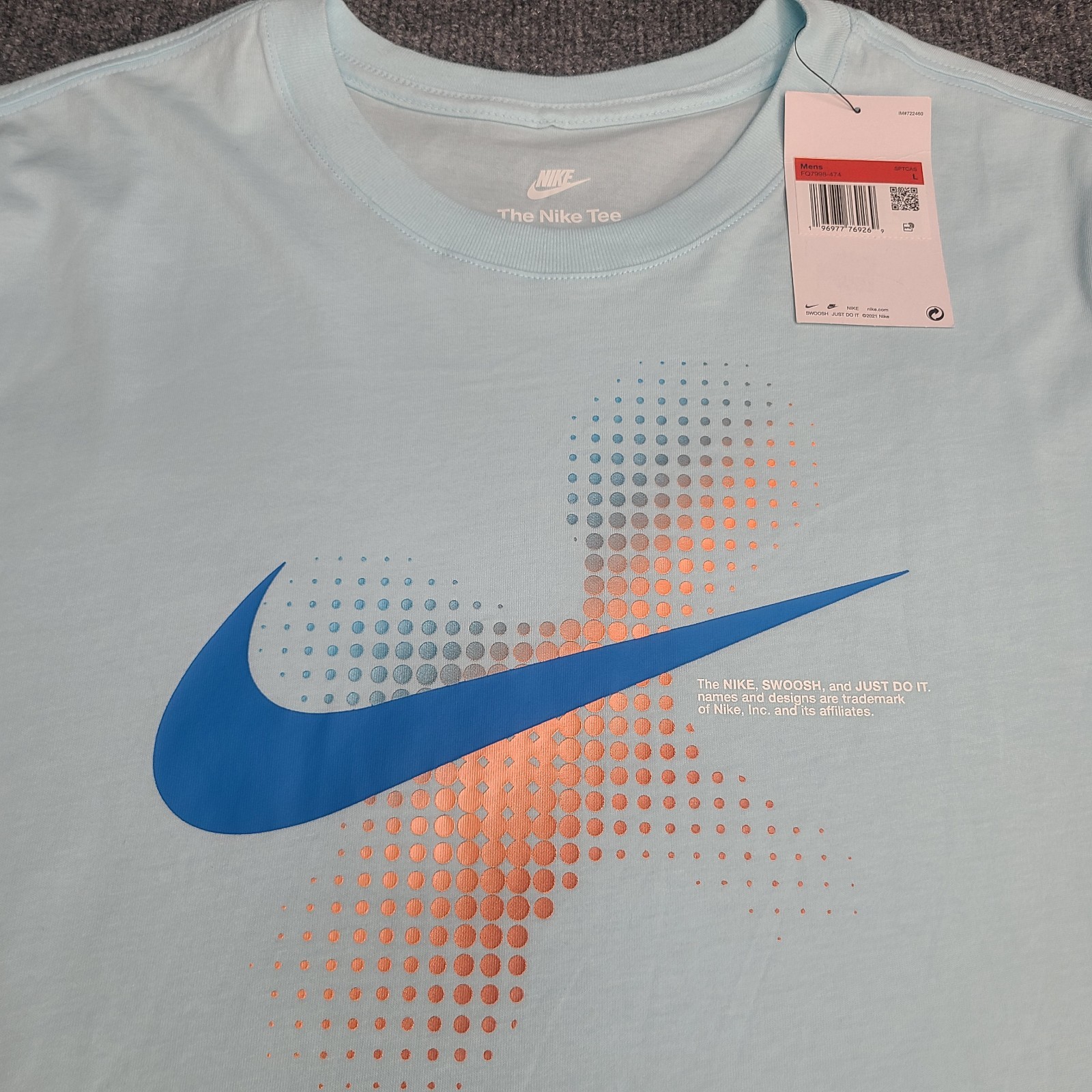 Nike Shirt Mens Large Sky Light Blue Swoosh Graphic Sportswear Cotton New Tee 44 gallery