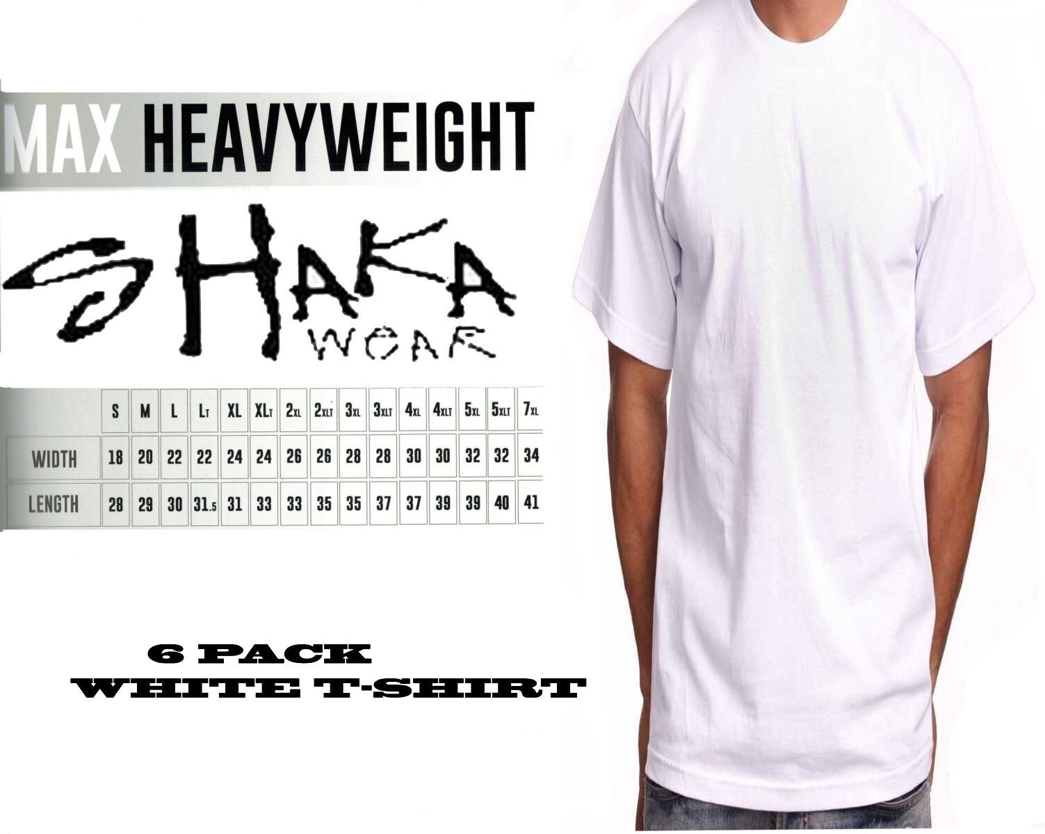 6 Pack Shaka Wear Mens Max Heavyweight T-shirt White Basic Plain Tee gallery