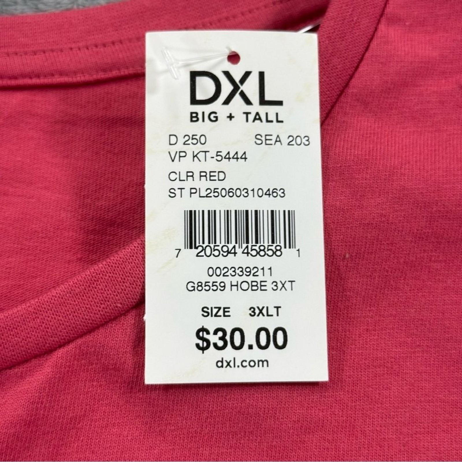 Harbor Bay Men’s 3XLT One Pocket Henley Short Sleeve Tee Coral Red NEW gallery