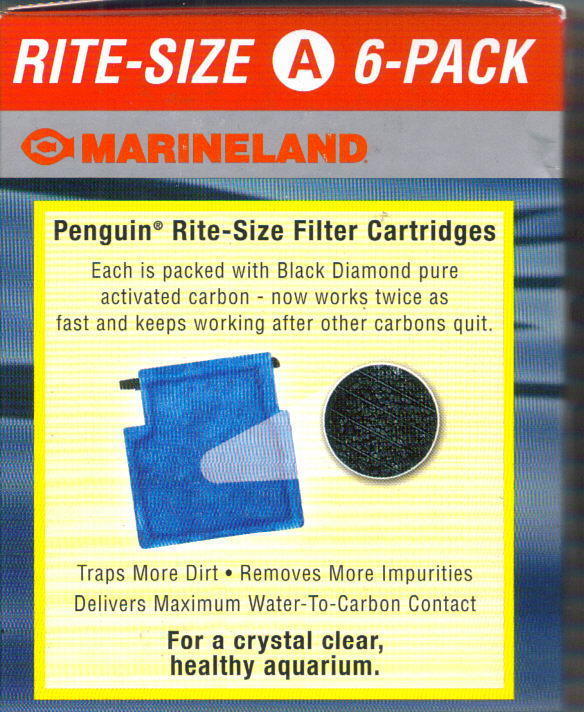 MARINELAND RITE SIZE A  6 PACK PENGUIN BIO-WHEEL FILTER CARTRIDGE