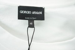 Giorgio Armani Black Label White Red Logo THICK Cotton Blend T Shirt Sz 48 NEW