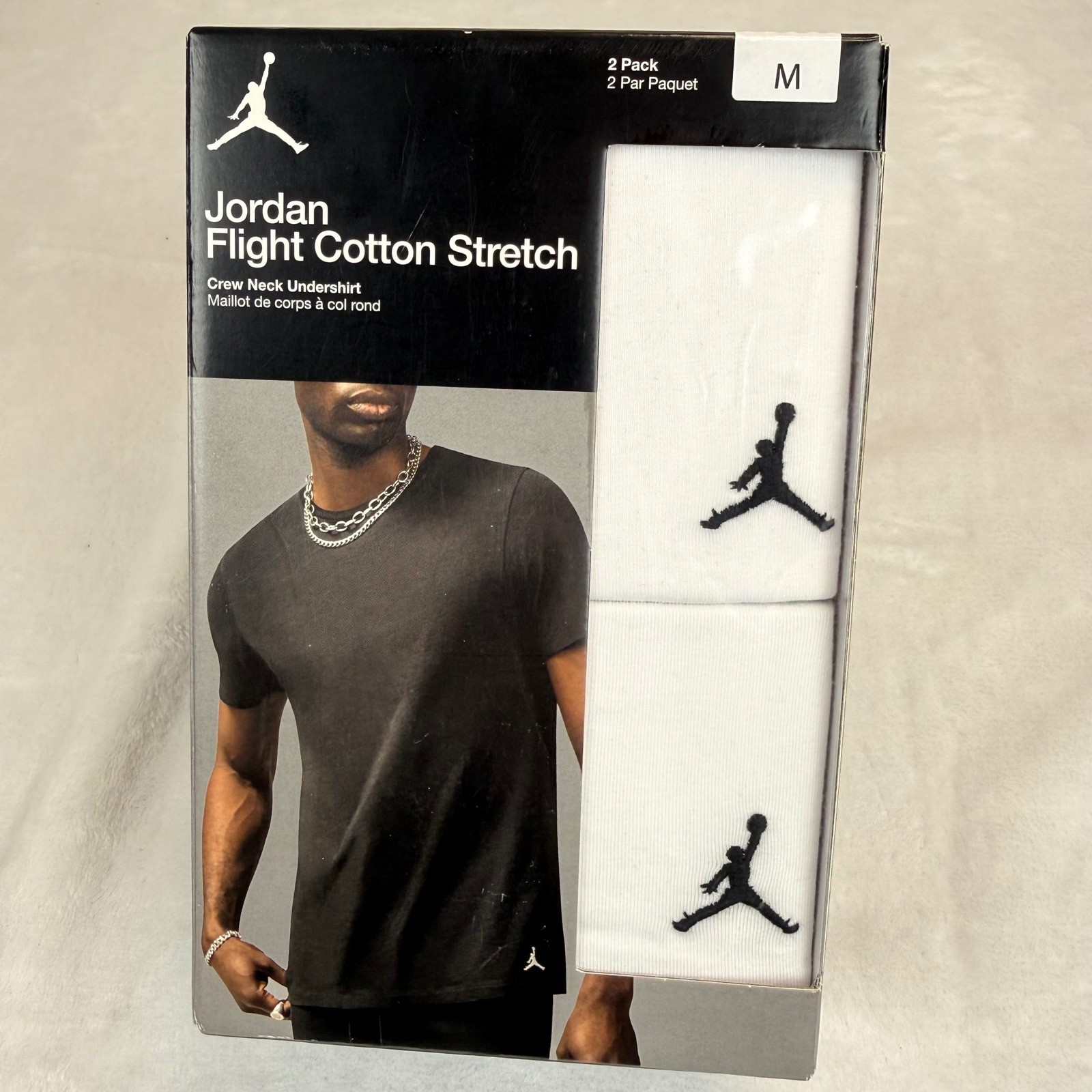 Nike Jordan Flight Control Cotton Stretch Crew Neck Shirt 2 Pack Mens Medium Wht gallery