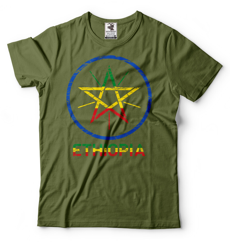 Ethiopia T-shirt Ethiopian Heritage Tee shirt Ethiopian Flag coat of arms Mens T gallery