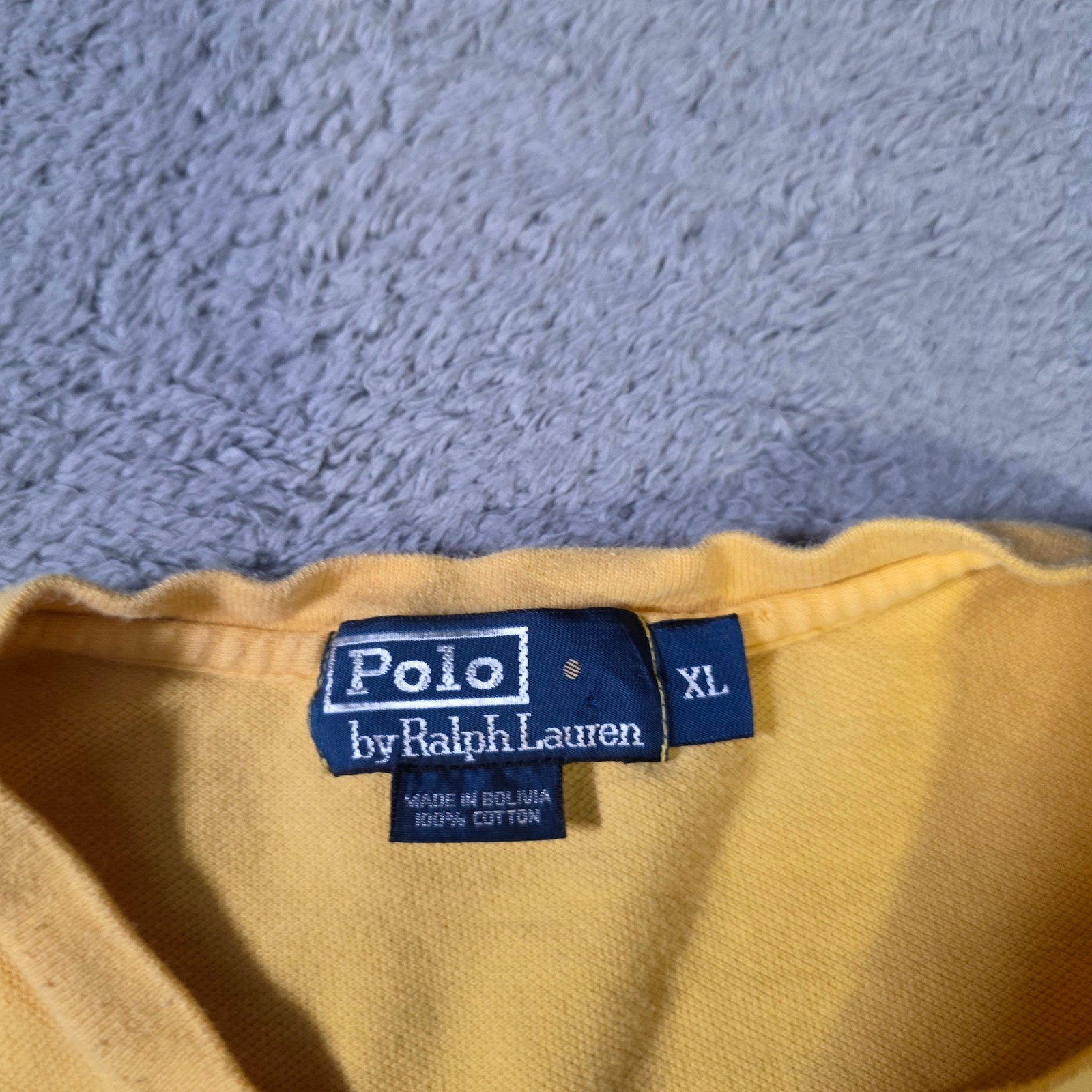 Polo Ralph Lauren Mens XL T-Shirt Yellow V-Neck Striped Pique Pony Logo 2868 gallery