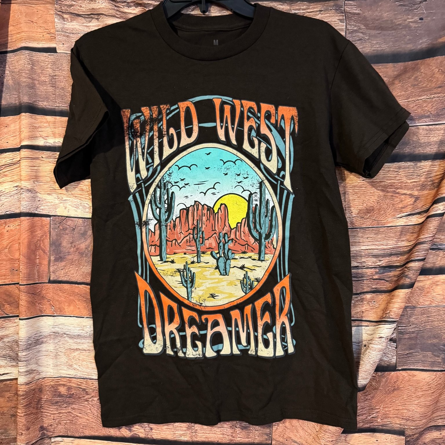 Goodie Two Sleeves Men’s Brown M T-Shirt Wild West Dreamer Graphic Cotton Tee