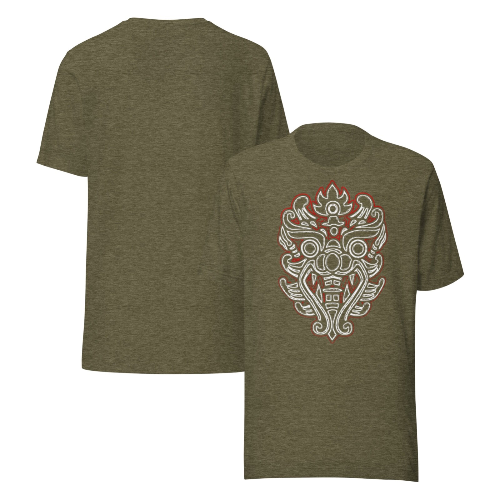 THE BEACH MOVIE SHIRT – TRIBAL – LEO – Y2K 2000 – HEATHER OLIVE 02 – THAILAND