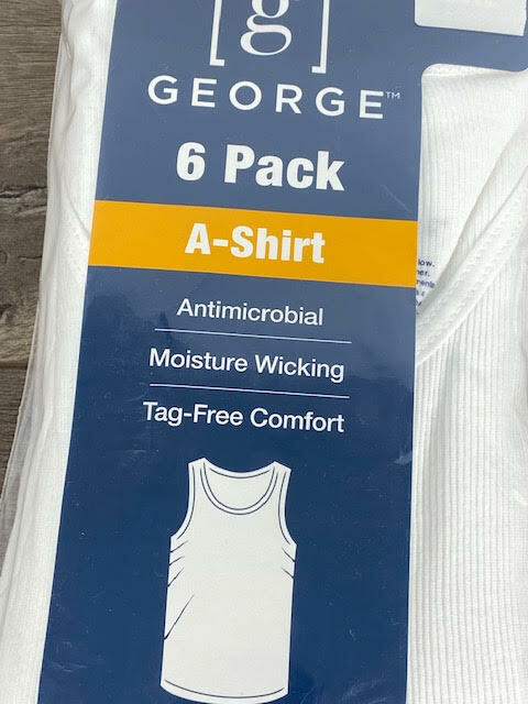 NEW! George Tag Free Comfort A-Shirt Men's, 2XL WHITE, 6-Pack, gallery