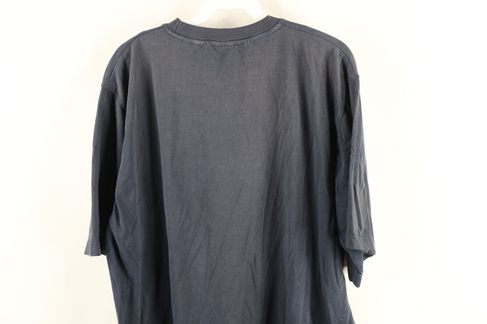 Vintage 90s Streetwear Mens Large Tall Thrashed Blank Pocket T-Shirt Navy Blue gallery