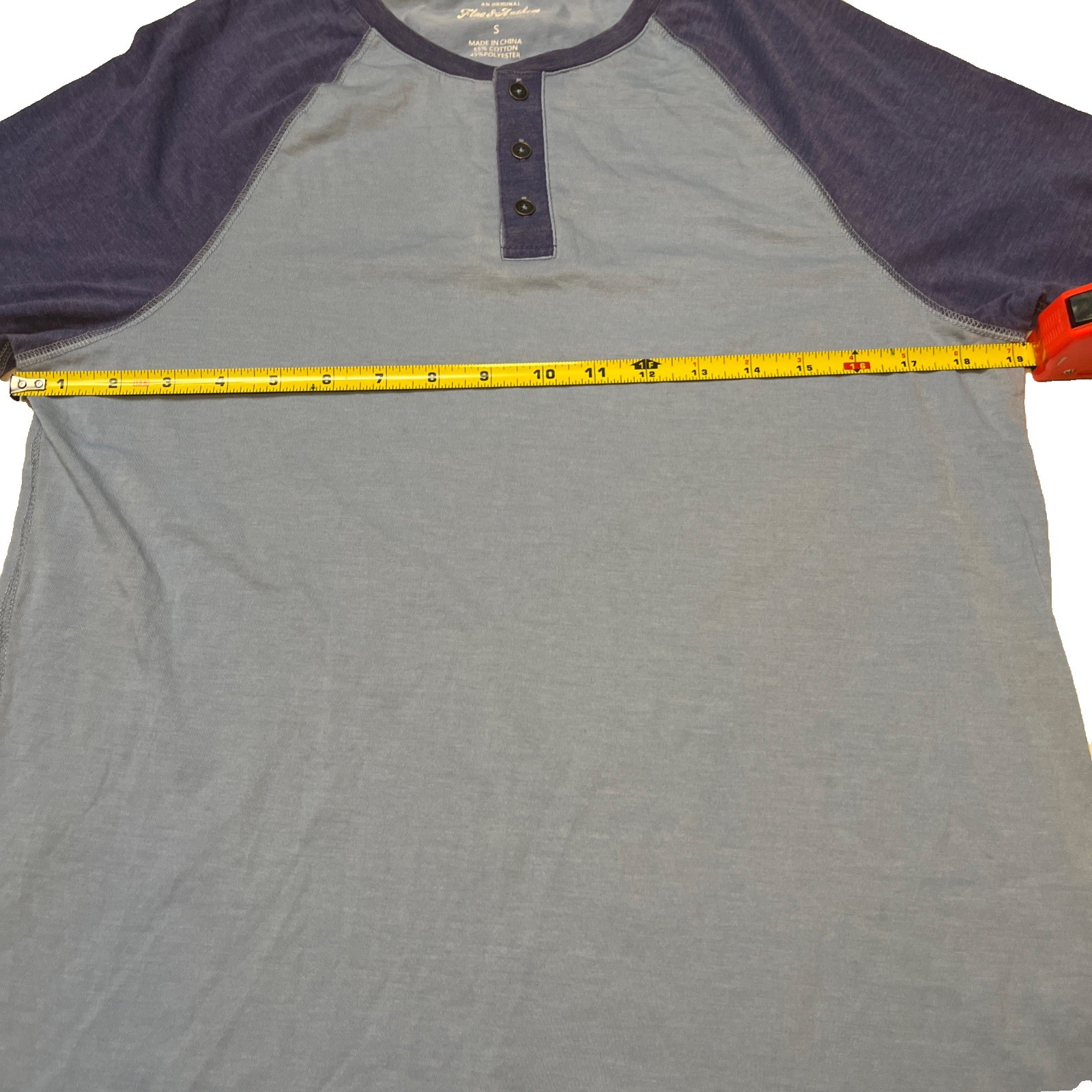 Flag & Anthem Men's Henley Raglan Tee Blue Short Sleeve T-Shirt Size Small gallery
