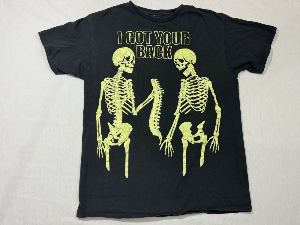 I Got Your back Skeleton HALLOWEEN Black T-Shirt Mens Small No Size Tag
