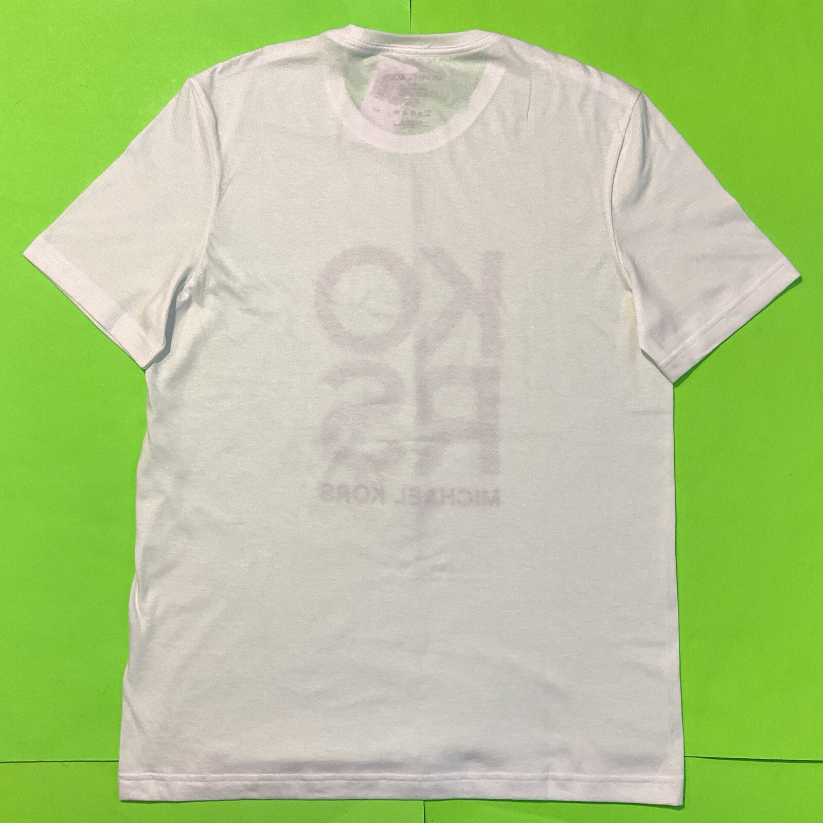 MICHAEL KORS Men’s Short Sleeve T-Shirt Size MEDIUM White w/Black NEW gallery