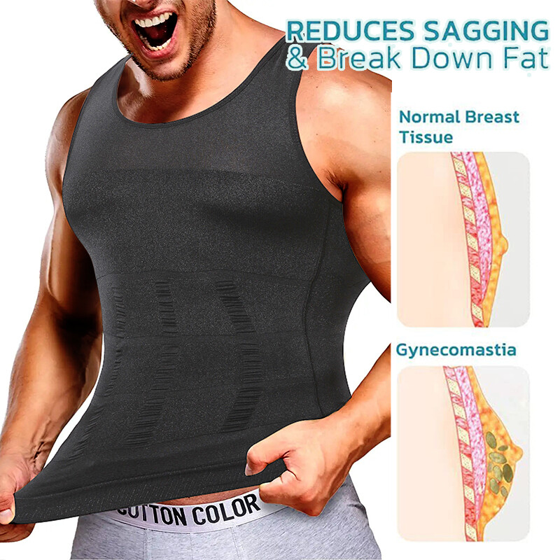 Men's Body Shaper Toning T-Shirt Ultra Durable Vest High Compression Underwear gallery
