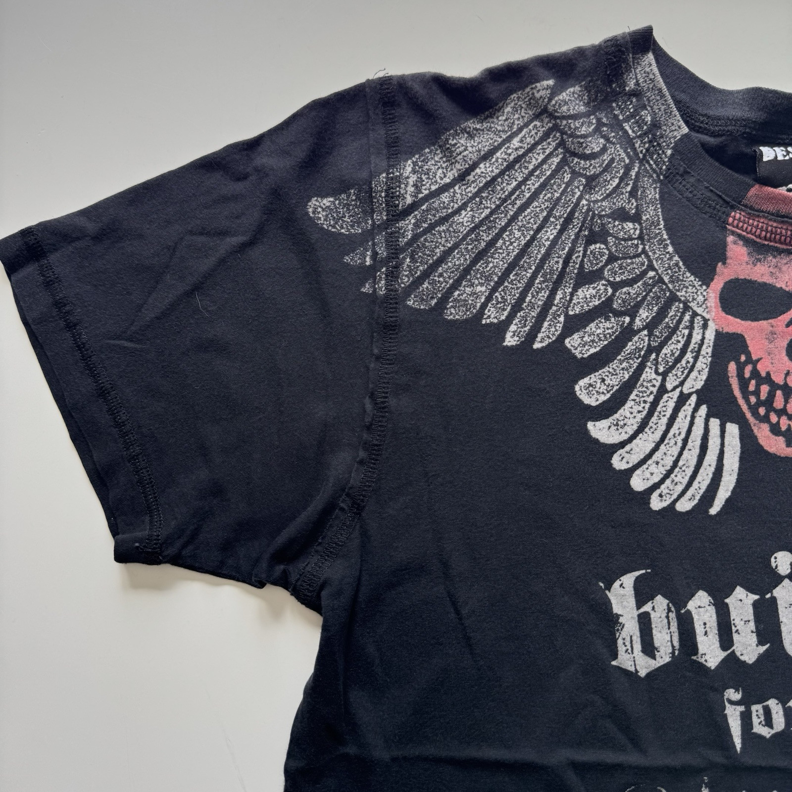 DESTROYED BY FAME Built For Destruction Adult Medium Tattoo Skull Wings Y2K gallery