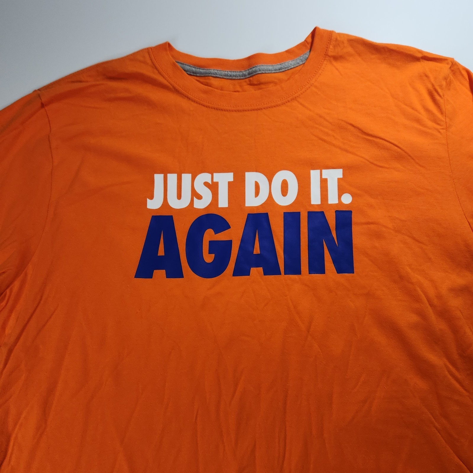 Nike Just Do It Again Men's XL Orange Long Sleeve Cotton T-Shirt Ribbed Cuffs gallery
