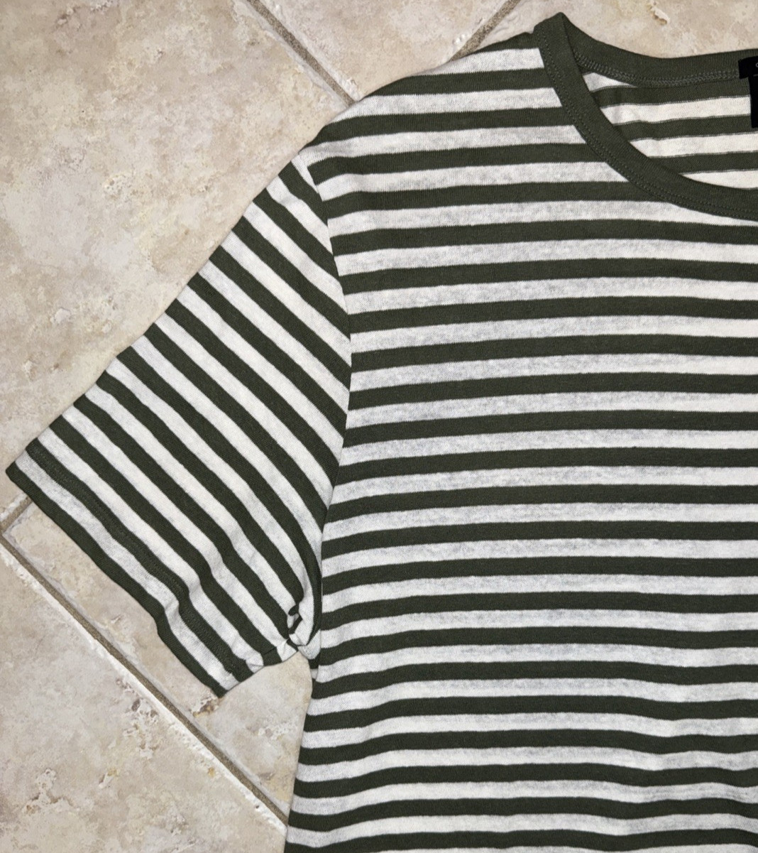 Hugo Boss Tiburt 457 Crew Neck Linen Blend Shirt Mens 3XL Green Stripe NWT $158 gallery