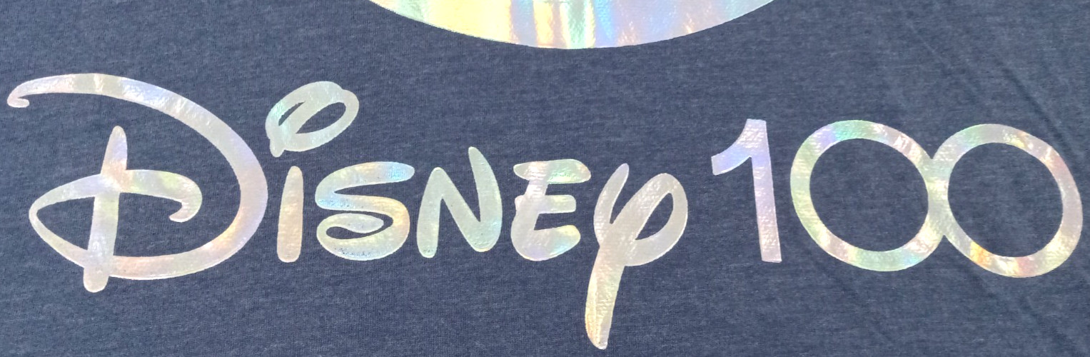 Disney Mickey Mouse Men's Large T-Shirt 100 Years Of Wonder Logo Heather Blue gallery