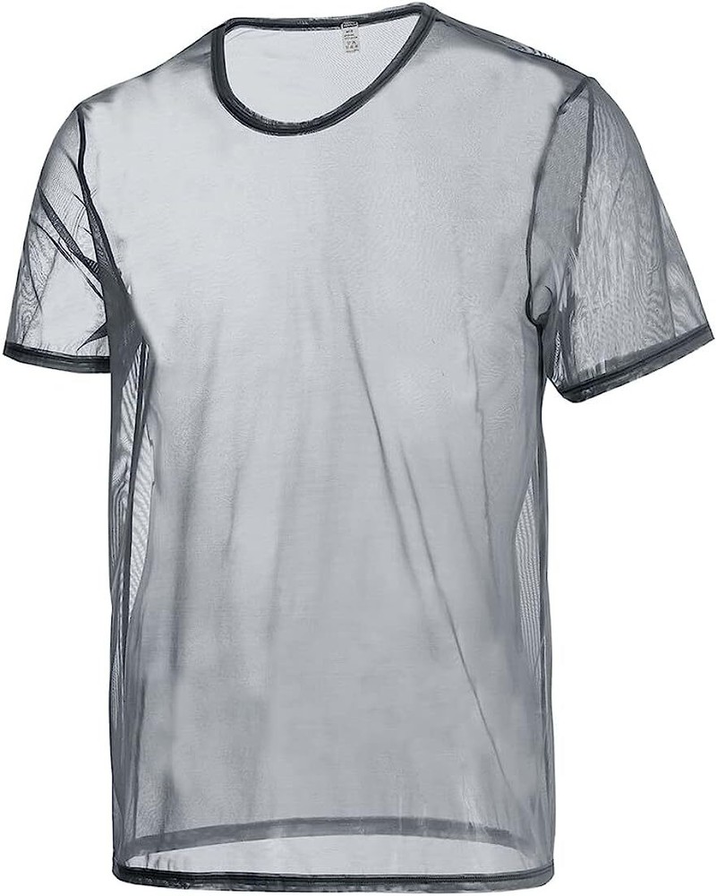 Zonbailon Men’s Shirts Short Mesh Sleeve See Through T-Shirt Tops Undershirts