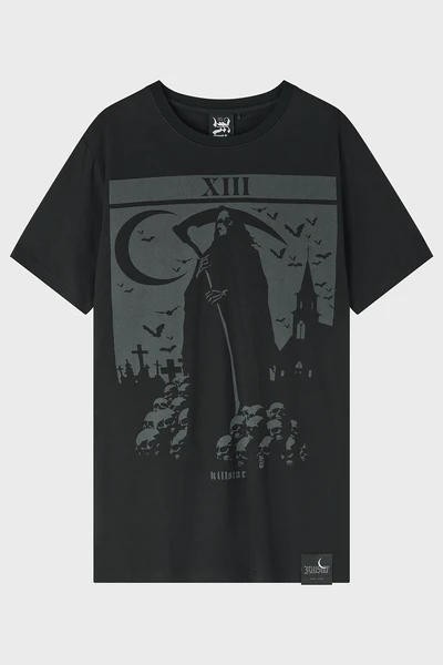 KILLSTAR Mens Death’s Graveyard Short Sleeve T-Shirt – Black, Size Small