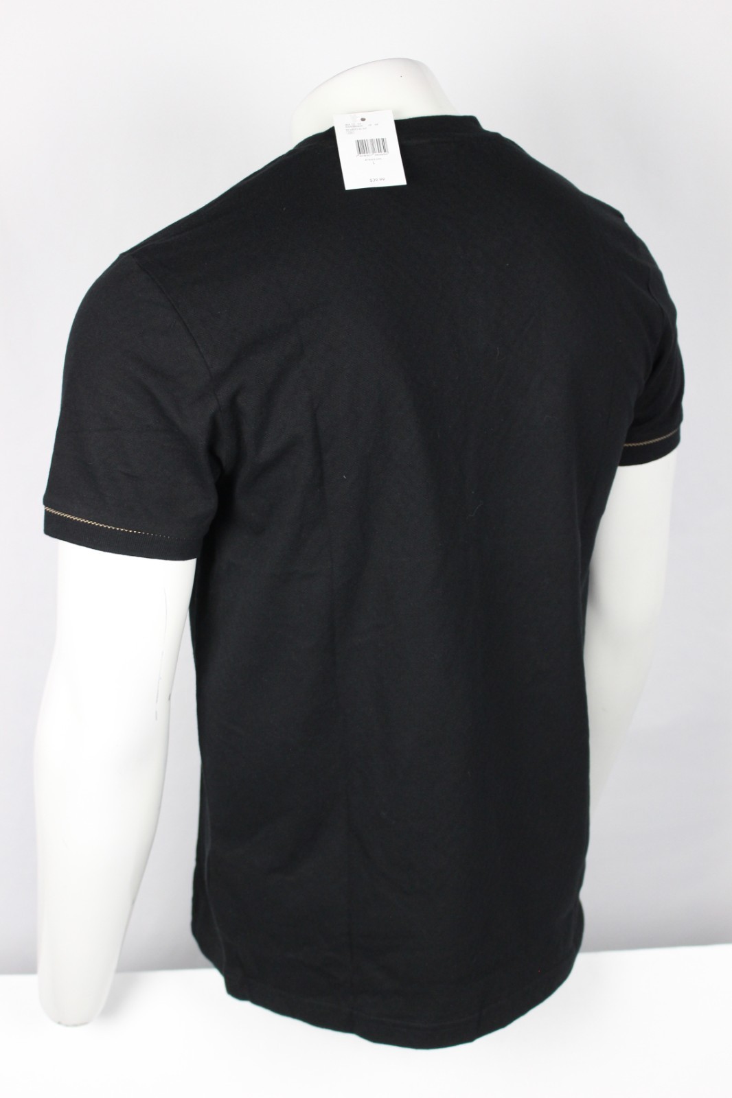 Guess Men's Ricardo Short Sleeve Slit Henley T Shirt Jet Black Textured gallery