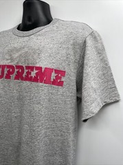 Supreme SS20 PINK Star LOGO Heather Grey Short Sleeve T-Shirt Size Large NWOT