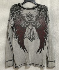 Affliction Men’s Long Sleeve Distressed Reversible Thermal Long Sleeve Shirt EUC