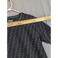 FENDI men’s Chenile logo monogram t-shirt t shirt tee – black – Large L
