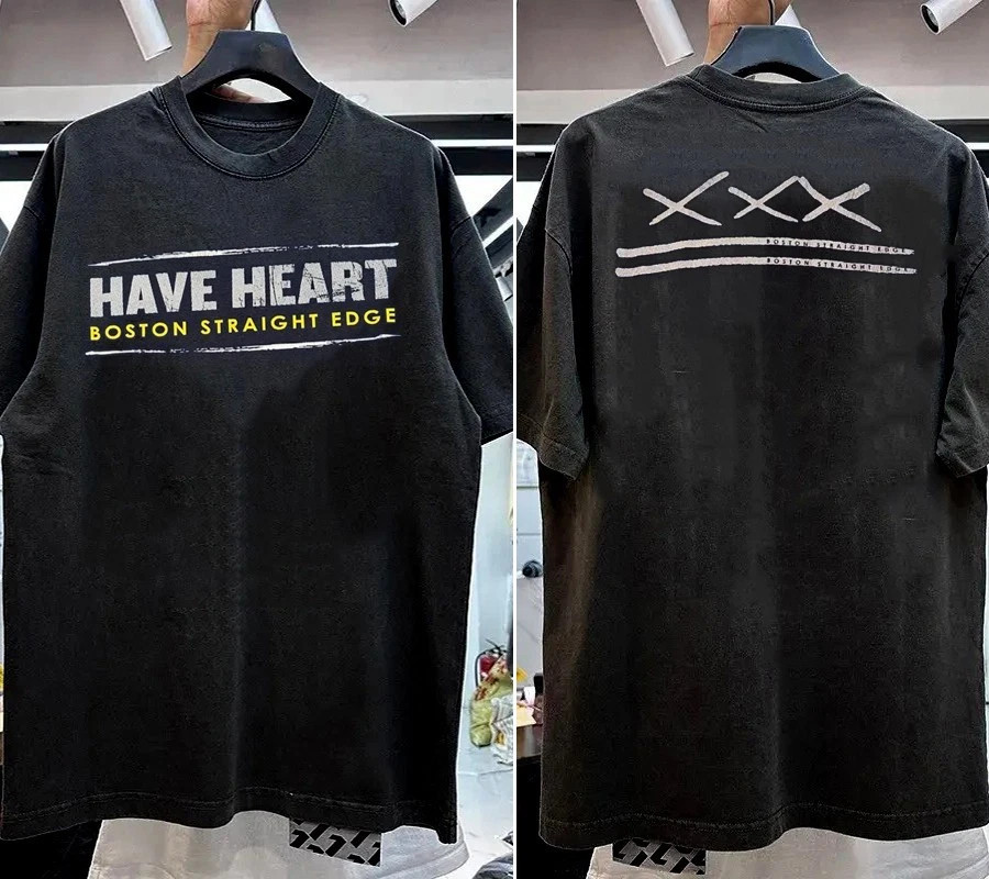 Have Heart band 90s 2 sided Basic black T shirt Heavy Cotton Unisex QT1749