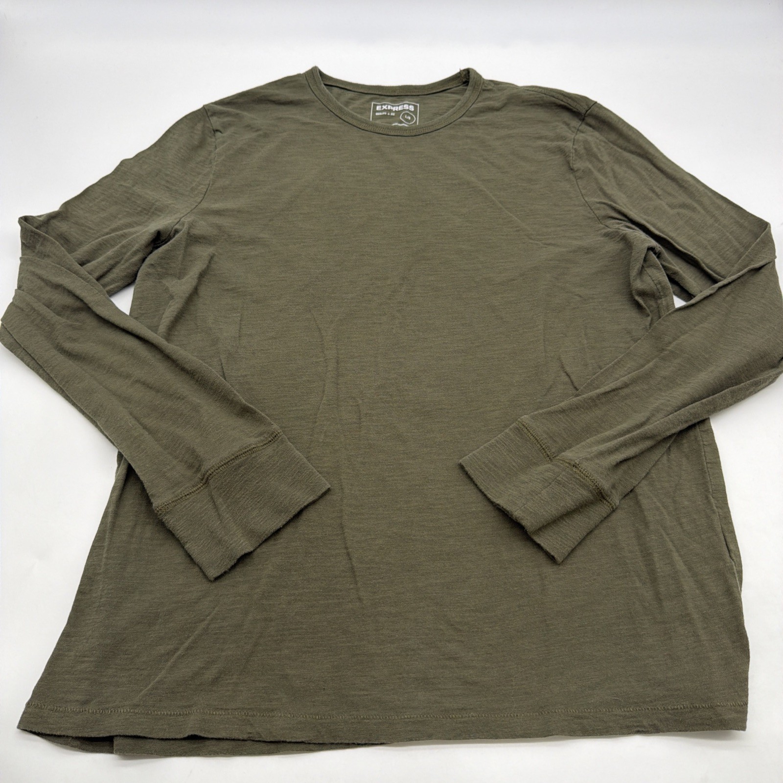 Express Quality + Fit Long Sleeve T-shirt L Green 100% Cotton.#47265