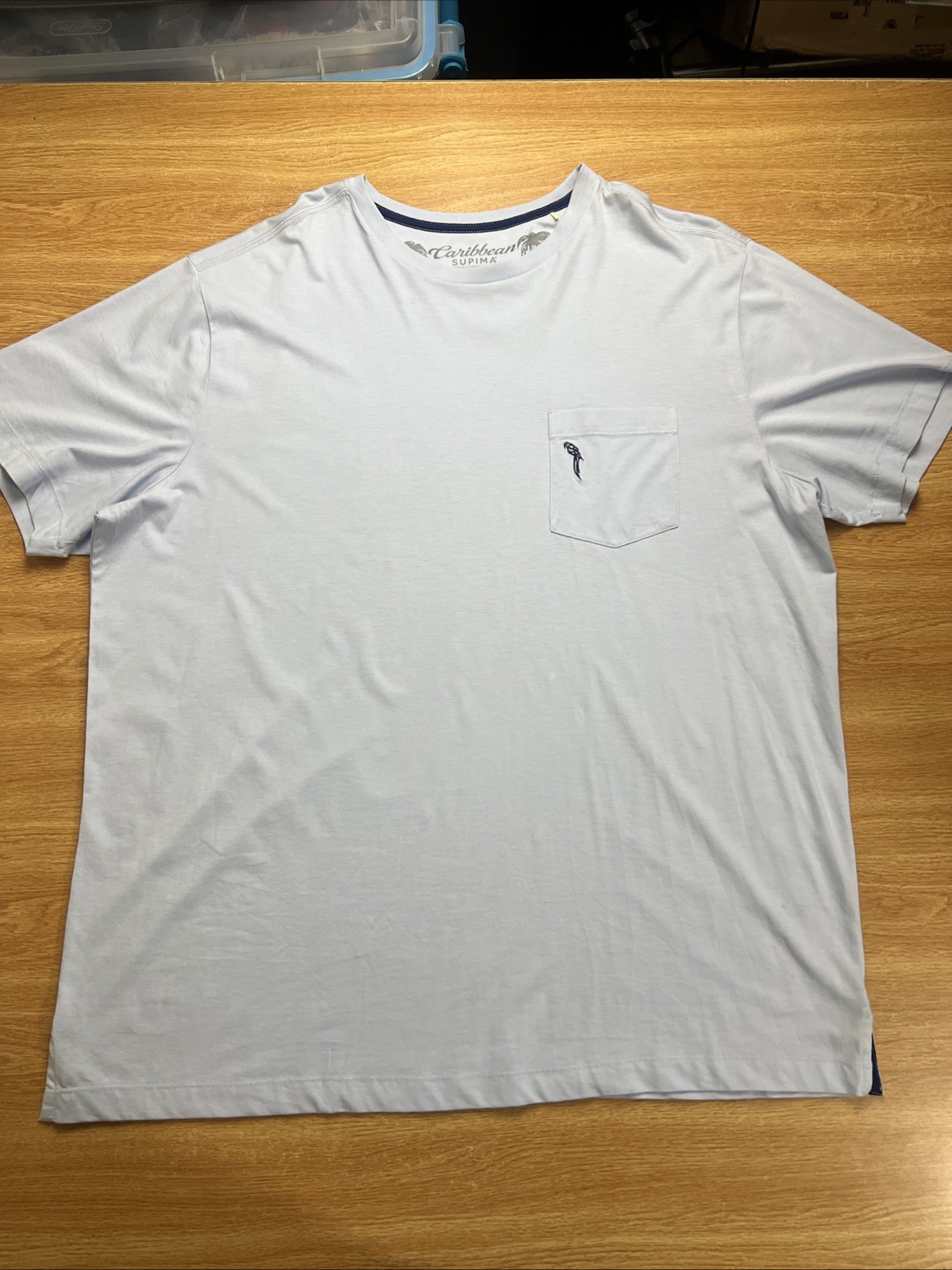 Caribbean Supima Men’s XL White T-Shirt 100% Supima Cotton Parrot Pocket