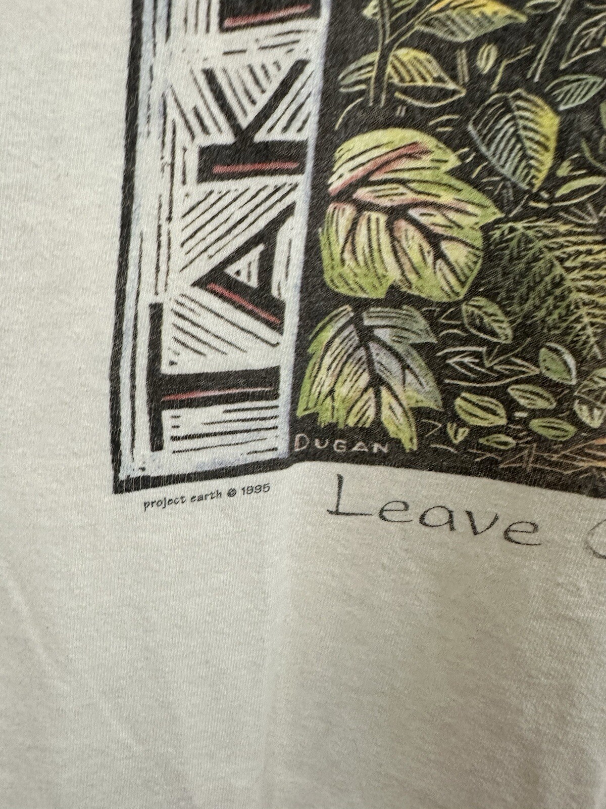 VTG 90s Take A Hike Leave Only Footprints Nature Environment Earth Art T-Shirt M gallery