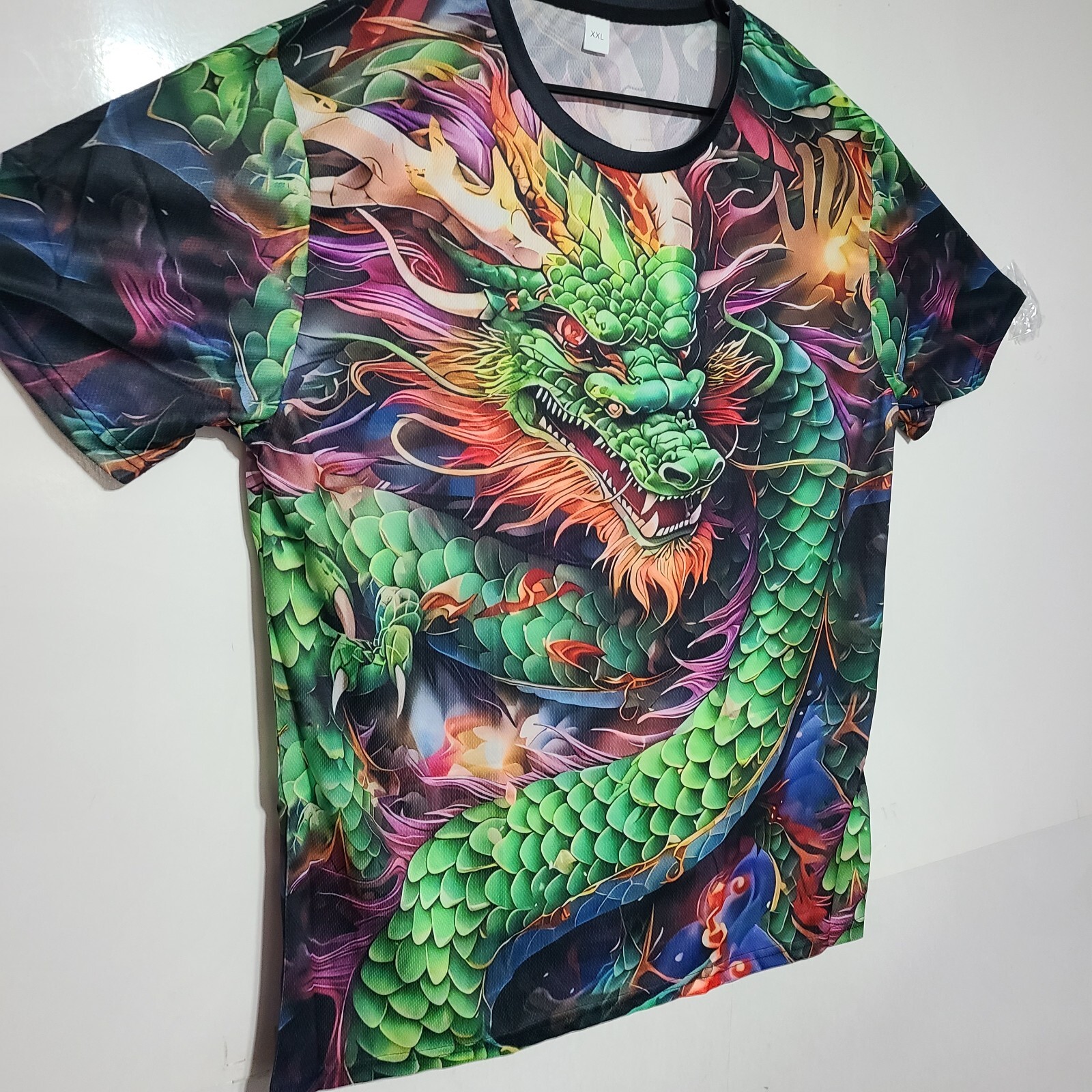 Menacing Dragon Multi-Colored T-Shirt Size XXL 2-Sided 100% Polyester. gallery