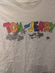 White Graphic Tom&Jerry Tshirt . Size Unsure XL? Cartoon Animation