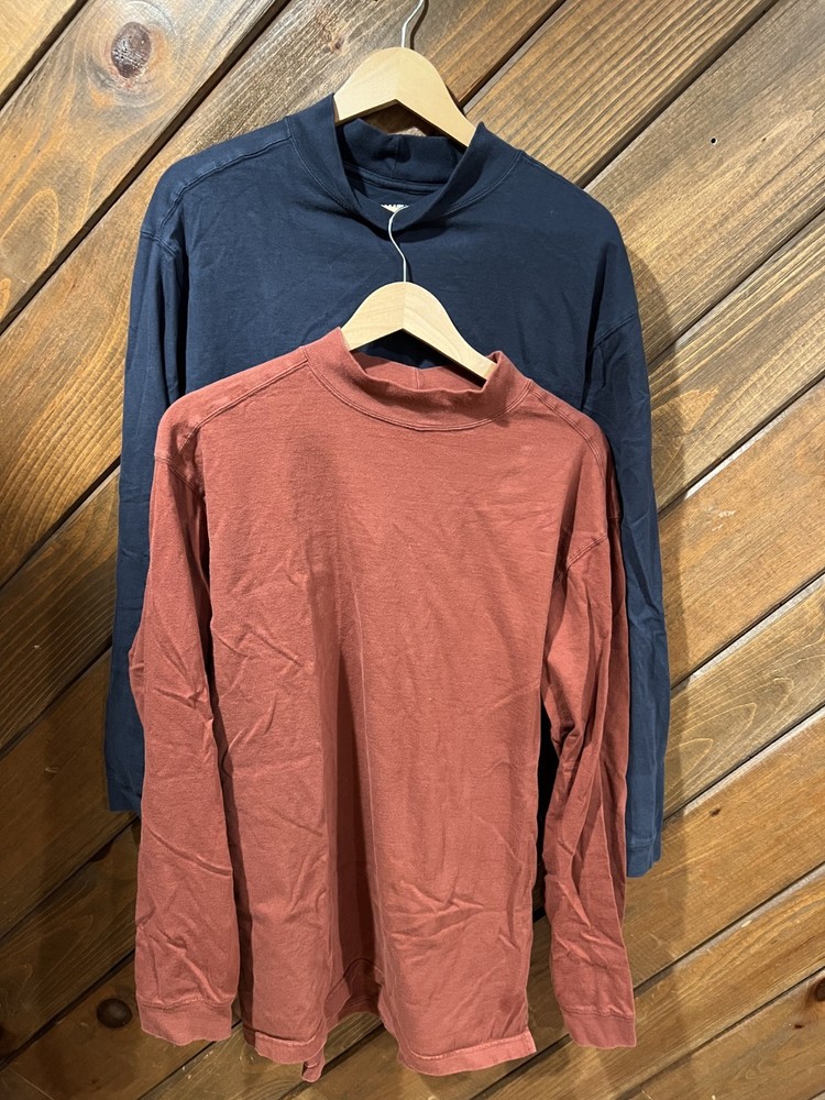 Duluth Trading Company Long Tail Mock Neck Medium Bundle, Orange and Blue
