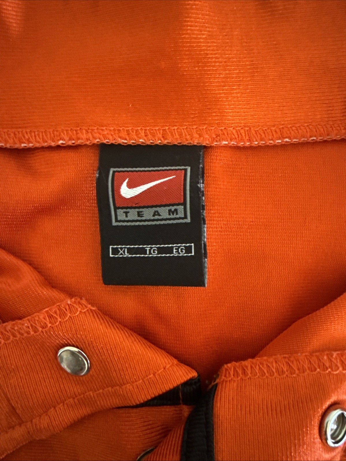 Vintage Y2K Nike Team Sports Snap front Warm Up Jersey Orange Men's XL gallery