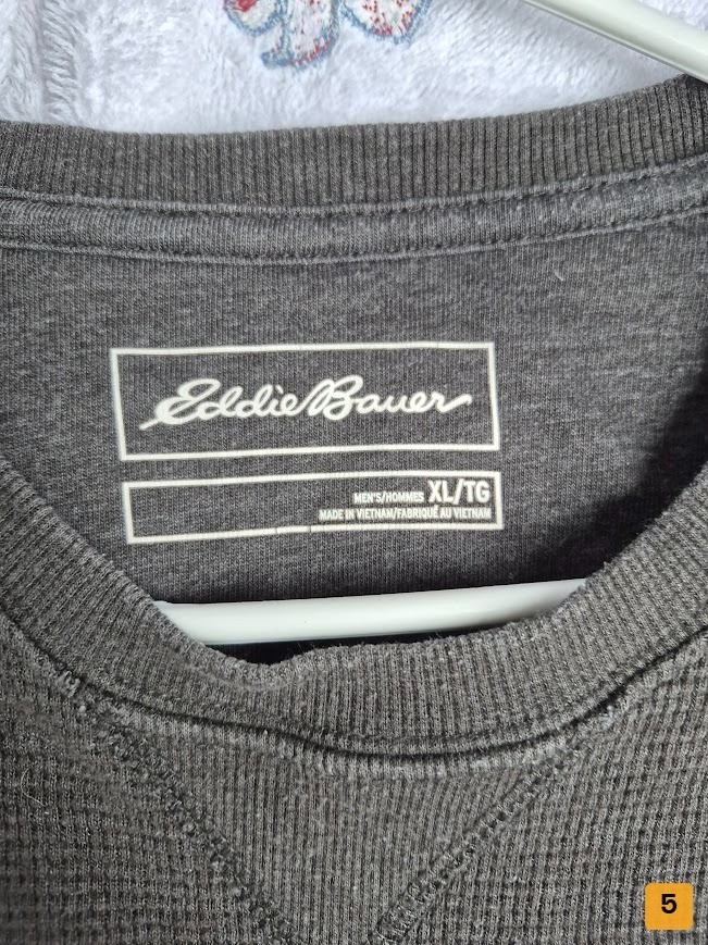 Eddie Bauer Waffle Crewneck Sweatshirt Gray Sz XL Good gallery