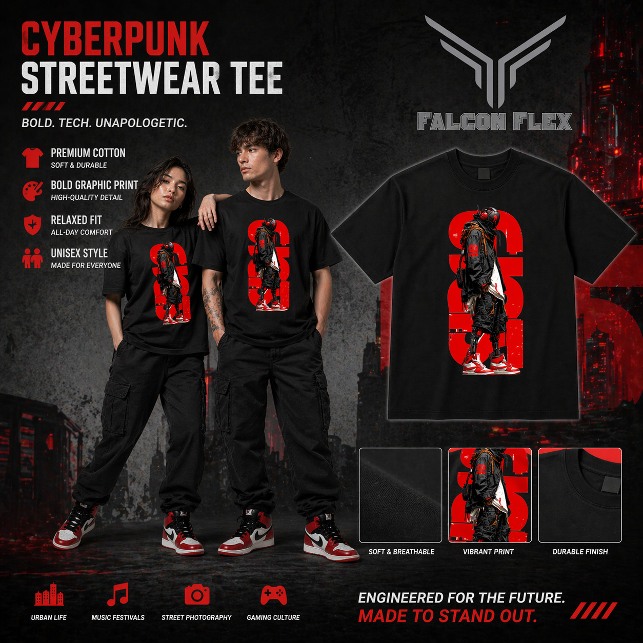 Anime Cyberpunk Y2K Harajuku T-Shirt Graphic Tee Black Unisex Urban Streetwear gallery