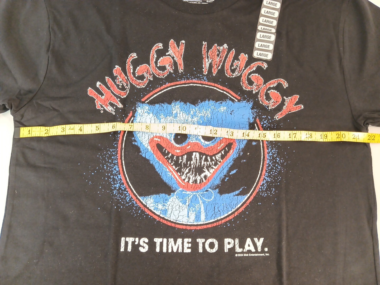 Poppy Playtime Huggy Wuggy "It's Time To Play" Black Unisex Shirt Size Large NWT gallery