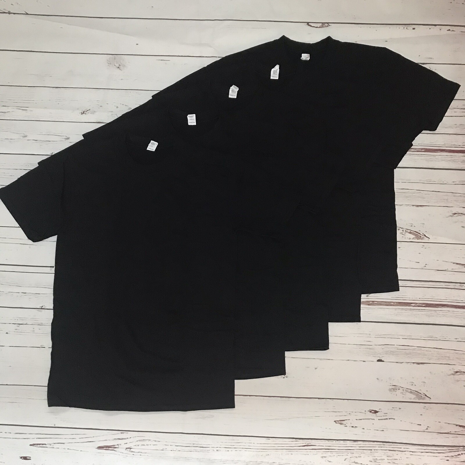 5 pack Mens T Shirt M Crew Neck 100% Cotton Black Short Sleeve