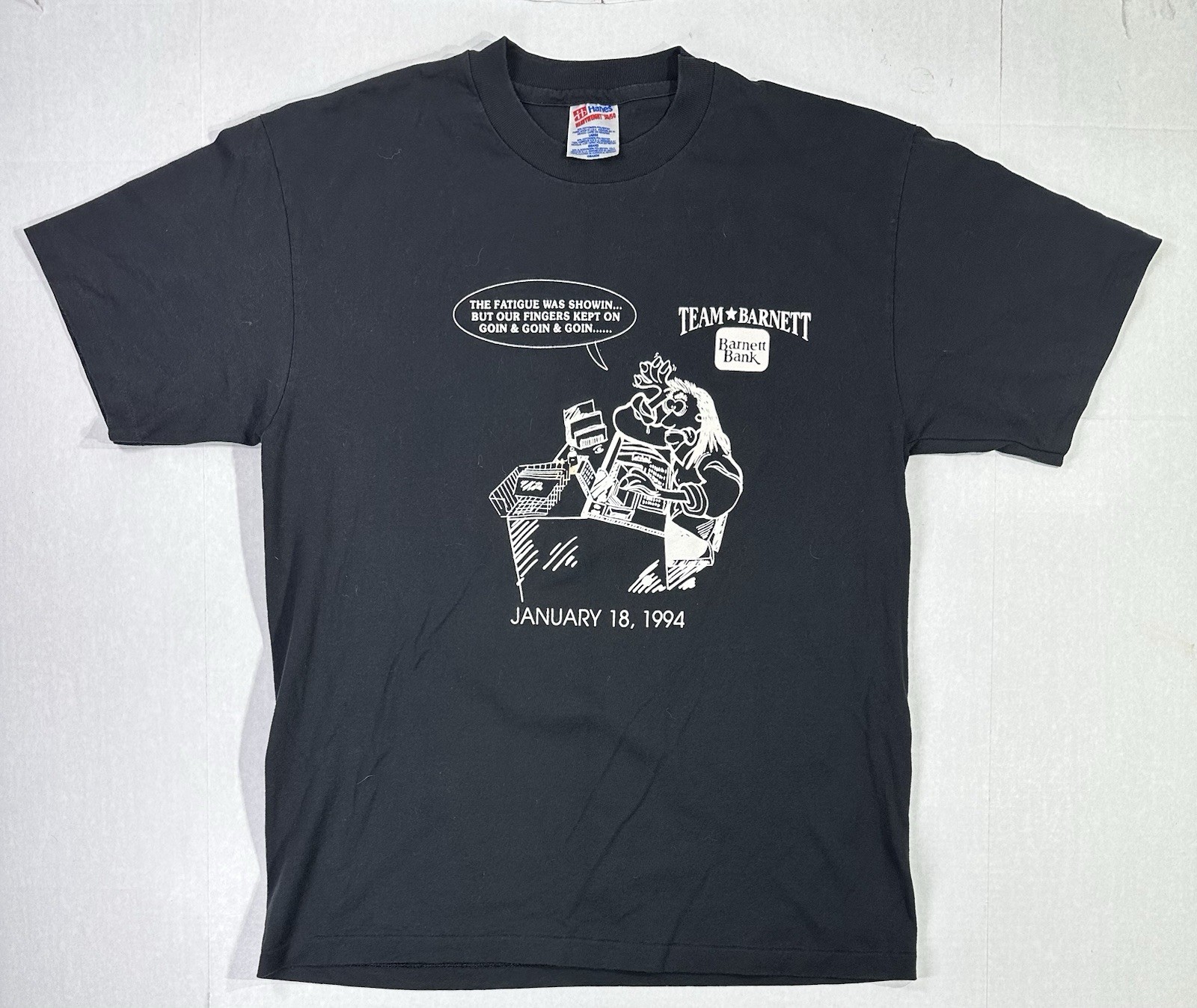 Vintage 90s Barnett Bank Proof Dept T-Shirt 1994 Graphic Tee Hanes 50/50 Large gallery